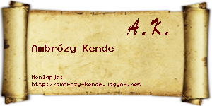 Ambrózy Kende névjegykártya